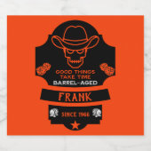 Boven de heuvel wordt het oud sparkling wijnetiket (Enkel label)