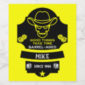 Boven de heuvel wordt het oud wijn etiket (Enkel label)