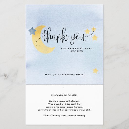 Boven de maan blauw Snoep Bar paper Wrapper Flyer (Voorkant)