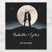 Boven de Maan en Sterrennacht Wijn Etiket (Enkel label)