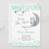 Boven de Moon Owl Baby shower Mint Green Kaart (Voorkant)