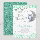 Boven de Moon Owl Baby shower Mint Green Kaart (Voorkant / Achterkant)