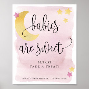 Boven de moonroze baby's zijn zoete baden/bomen poster