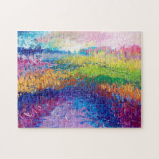 Boven de regenboog - Abstract landschapsschilderen Legpuzzel