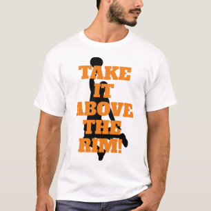 Boven de velg Basketball-zin met Oranje tekst T-shirt