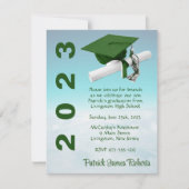 'Boven de wolken' Groen en Wit Afstuderen Kaart (Voorkant)