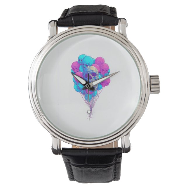 Boven en bot � Grappige zwevende schedel Horloge (Voorkant)