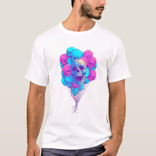 Boven en bot � Grappige zwevende schedel T-shirt (Voorkant)