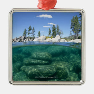 Boven en onder het meer van Tahoe Metalen Ornament