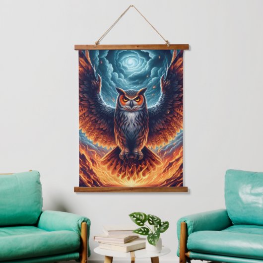 Boven en onder - Wise Owl Art Hangend Wandkleed (Woonkamer)