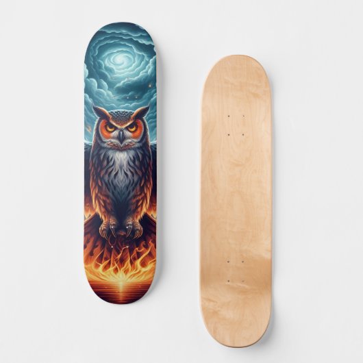 Boven en onder - Wise Owl Art Persoonlijk Skateboard (Voorkant)