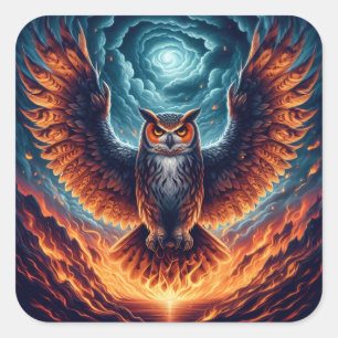 Boven en onder - Wise Owl Art Vierkante Sticker