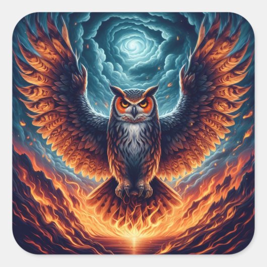 Boven en onder - Wise Owl Art Vierkante Sticker (Voorkant)