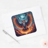 Boven en onder - Wise Owl Art Vierkante Sticker (Envelop)