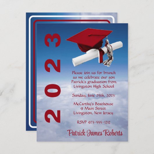 "Boven het rode Pet" Afstuderen Kaart (Voorkant / Achterkant)