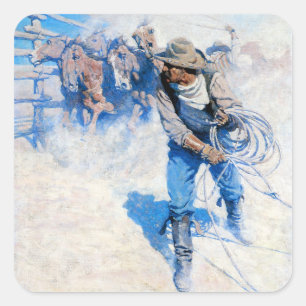 Boven het Zee van de ronde Vierkante Sticker