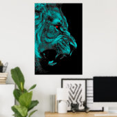 Boven mannelijk leeuwpredator carnivore poster (Thuiskantoor)