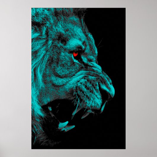 Boven mannelijk leeuwpredator carnivore poster (Voorkant)