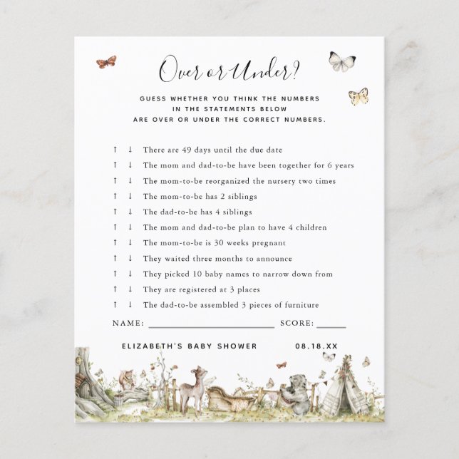 Boven of Onder | Baby Shower Spel (Voorkant)