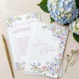 Boven of onder? Roze bloemengebruiloftsspel