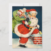 Boven op de Housetop  Santa Custom Christmas Feestdagenkaart (Voorkant)