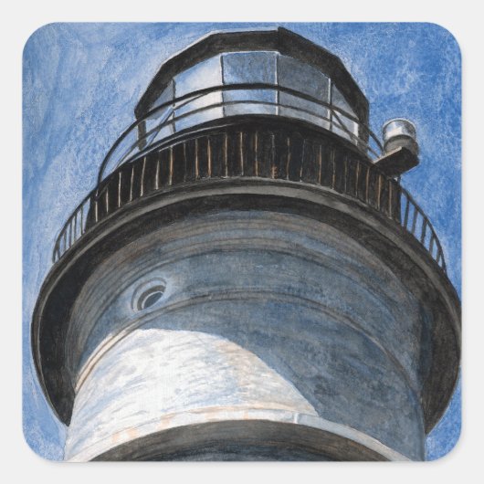 Boven Portland Head Light Vierkante Sticker (Voorkant)