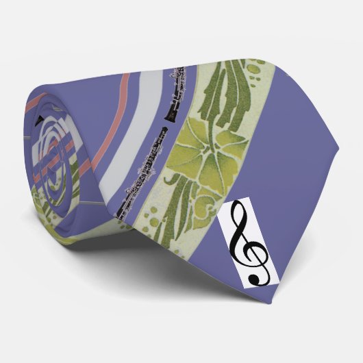 Boven Stropdas met Art Noveau Green Leaf Motif (Opgerold)