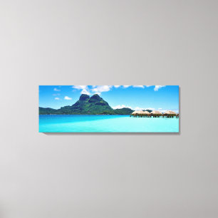 Boven waterbungalows in Bora Bora Canvas Afdruk