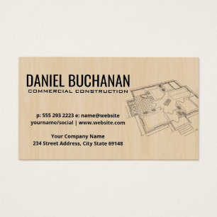 Bovenaanzicht Blueprint   Houten Achtergrond Visitekaartje