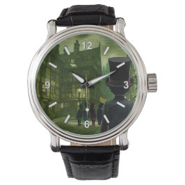 Bovenaanzicht Hoed Heren Wandelen Houten Box Bord Horloge