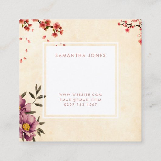  bovendrijver voor botanische landschapsarchitectu vierkante visitekaartje (Achterkant)