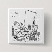 Bovengrondse kraanexploitant vierkante button 5,1 cm (Voorkant)