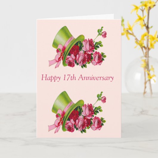 Bovenhoed en bloemetjes, Happy 17th Jubileum Kaart (Gele Bloem)