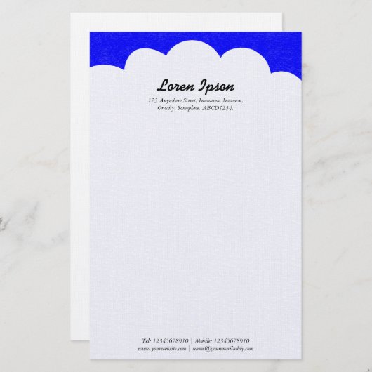 Bovenkant cloud - blauw II Briefpapier (Voorkant / Achterkant)