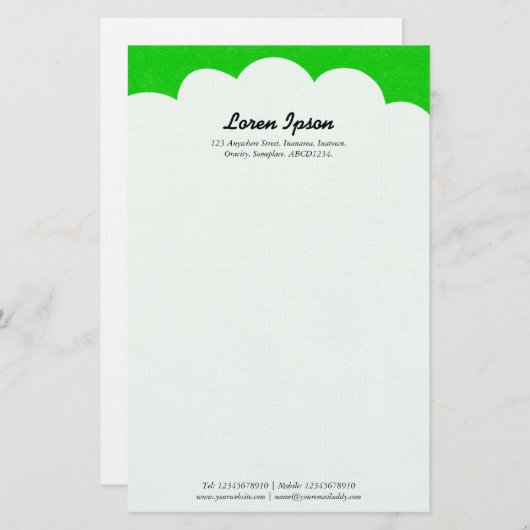 Bovenkant cloud - groen briefpapier (Voorkant / Achterkant)