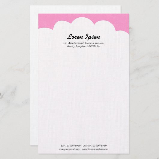 Bovenkant cloud - roze briefpapier (Voorkant / Achterkant)