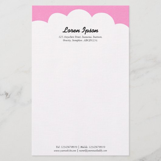 Bovenkant cloud - roze briefpapier (Voorkant)