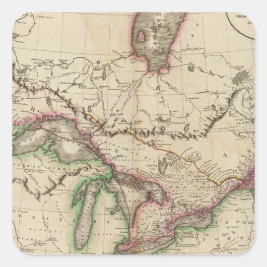 Bovenkant en onderste Canada Vierkante Sticker (Voorkant)