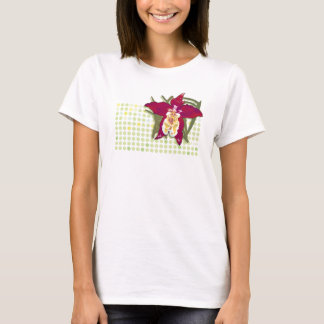 Bovenkant rode orchidee zeeprietriem t-shirt