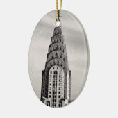Bovenkant van Chrysler die NYC bouwen - B&W Keramisch Ornament (Links)