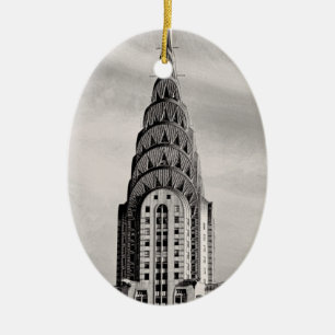 Bovenkant van Chrysler die NYC bouwen - B&W Keramisch Ornament