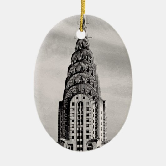 Bovenkant van Chrysler die NYC bouwen - B&W Keramisch Ornament (Voorkant)