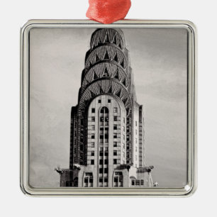 Bovenkant van Chrysler die NYC bouwen - B&W Metalen Ornament