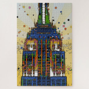 Bovenkant van de Empire State Psychedelic NYC Styl Legpuzzel