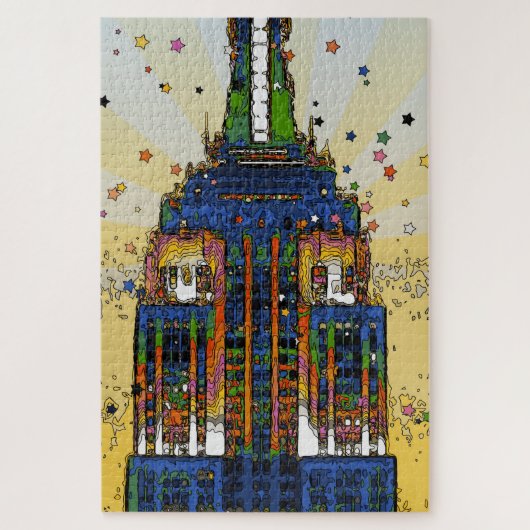 Bovenkant van de Empire State Psychedelic NYC Styl Legpuzzel (Verticaal)
