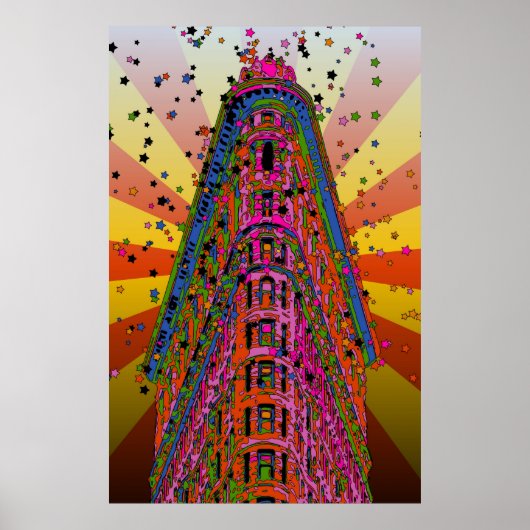 Bovenkant van de Flatiron Building Reddish, gele s Poster (Voorkant)