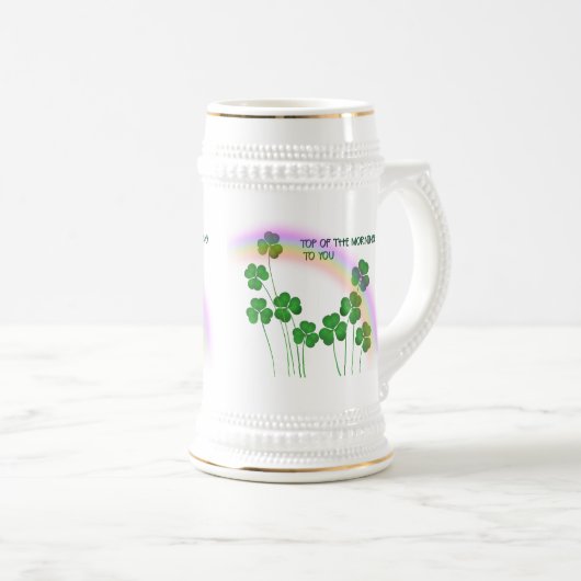 Bovenkant van de Morning St. Patrick's Day Shamroc Bierpul (Voorkant rechts)