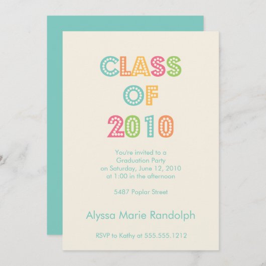 bovenkant van de uitnodiging van het klassenafstud (Voorkant / Achterkant)