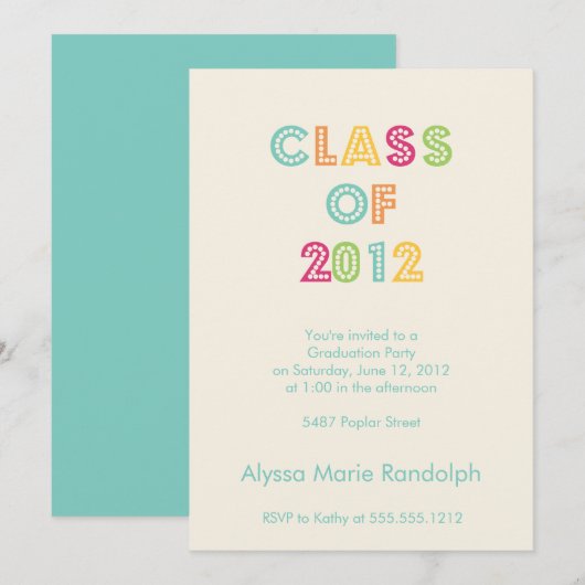 bovenkant van de uitnodiging van het klassenafstud (Voorkant / Achterkant)