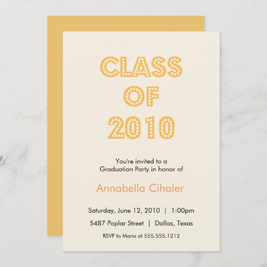 bovenkant van de uitnodiging van het klassenafstud (Voorkant / Achterkant)